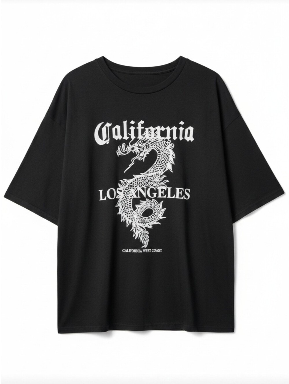 "California Los Angeles" Dragon Graphic Oversized T-Shirt Men's